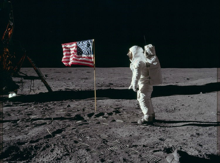 American flag on the Moon