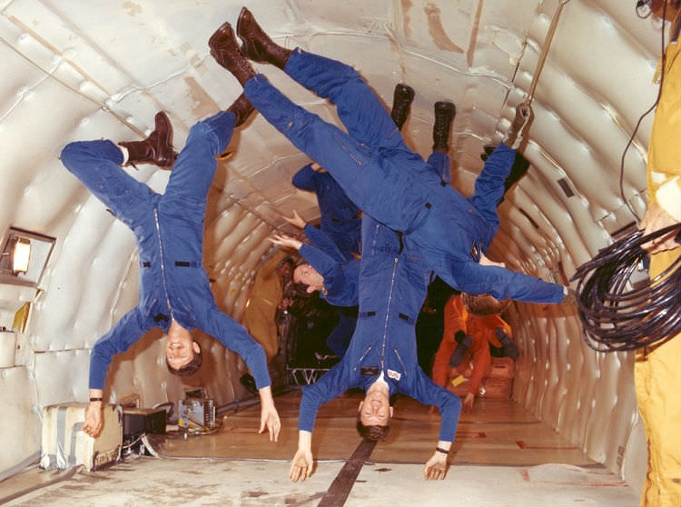 Astronauts training for weightlessness